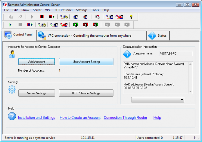 Remote Administrator Control Server 5.0.0.3 download - отдалечен достъп