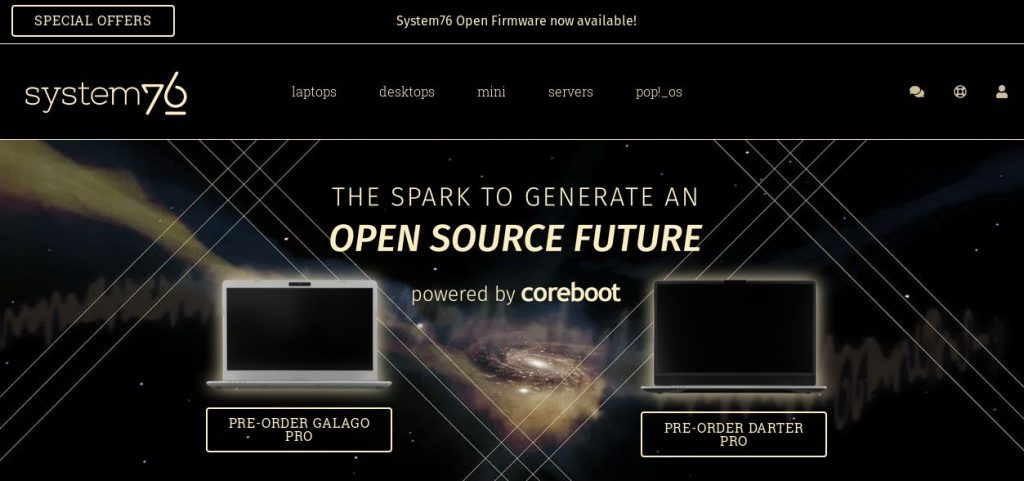 System76 пуска два Intel Linux лаптопа с фърмуера с отворен код Coreboot